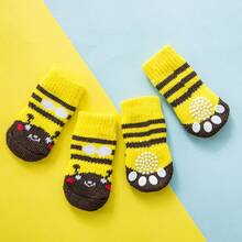 4pcs/Set Anti-Slip Warm Dog Socks, Soft & Breathable, Suitable For Small & Medium Dogs, Teddy Dogs - Multicolor - View 22