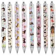 1/4/8/16支装可爱腊肠犬圆珠笔，女士适用 - 可伸缩细尖，书写流畅，耐用塑料材质，办公学习用品，色彩缤纷的腊肠犬图案，学生和老师的完美礼物，可爱笔身，专业书写工具 - 彩色 - 查看 7