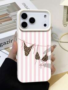 1 chiếc ốp lưng điện thoại bằng da mềm chống thấm nước, chống trượt, họa tiết sọc hồng và da báo tối giản, thích hợp làm quà tặng sinh nhật, quà tặng ngày lễ cho bạn bè, gia đình, người yêu, tương thích với điện thoại Apple. - Nhiều màu - Xem 4