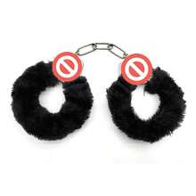JASINCESS 1 Pcs  Party    Stainless Steel    Plush Handcuff   Fuzzy Handcuffs Halloween Cosplay Props - màu đen - Xem 2