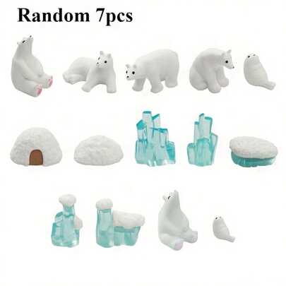 7pcs Resin Ice & Snow Scene Model - DIY Snow Mountain & Iceberg Decor, Suitable For Holiday Parties, Cake Decoration, Moss Terrarium, Dollhouse Accessories, Ocean/Star Bottle DIY, Desktop Mini Decoration