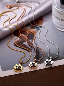 1pc Customized Pet Photo Dog Paw Projection Necklace, Minimalist Paw Print Photo Necklace, Pet Memorial Pendant, Christmas Gift, Mother's Day Gift, Gift For Her, Cat & Dog Fashion, Autumn , Minimalist, Casual, Cute Customized, Personalized - Multicolor - View 6