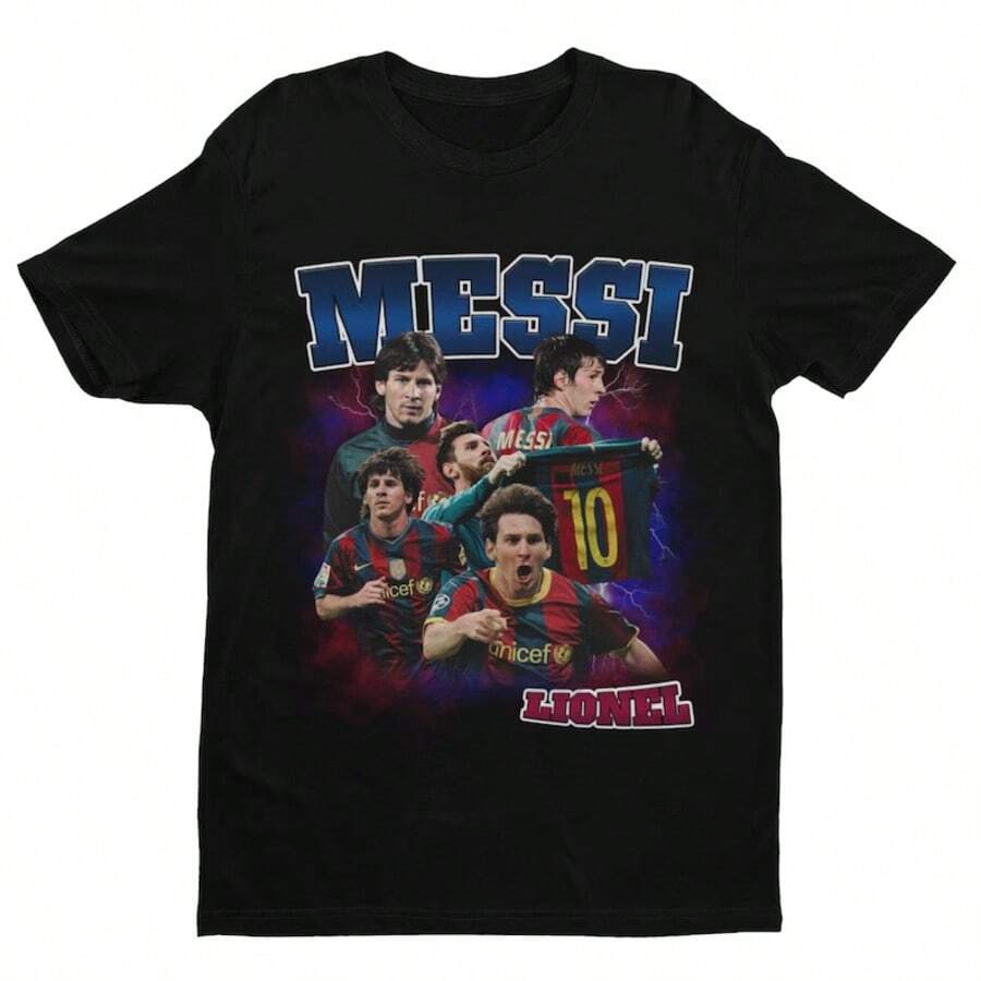 Lionel Homage _ Barcelona Football T Shirt _ Football _ Soccer _ Lionel Fan _ Lionel Gift _ Lionel Barcelona - 黑色 - 查看 1