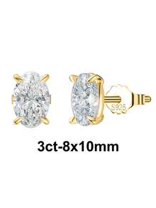 1 PC 925 Sterling Silver Stud Earrings Shining Oval Cut 8A Zirconia Stone Elegant Brilliant Jewelry For Teenager Girl - LZE03 - View 11