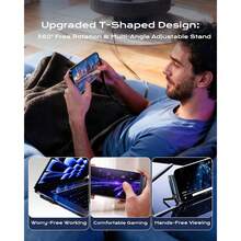 240W Fast Charging Data Cable With Phone Holder, 90° Bend, 360° Rotation, Multi-Angle Adjustment, Braided Cable, Compatible With IPhone 17, Gaming Phones, 240W Charging Cable With Holder Compatible With IPhone 17, Tablets, And Mobile Gaming Fast Charging - Multicolor - View 3