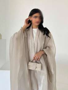 New Middle Eastern Dubai Turkey Lily Sequin Robe With Headscarf - Apricot - View 4