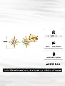 1 PC 925 Sterling Silver Stud Earrings With Water Drop Cut Zirconia Stone Elegant And Timeless Jewelry For Teenager Girl - one-size - View 9