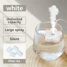 Compact Floral Portable Humidifier, Facial Steam Design. USB Powered. Small And Portable, Tankless Design, Quiet Humidification. Auto Shut Off When No Water. Suitable For Home And Bedroom. Mini Humidifier For Living Room, Office, Car And Travel, Creative Humidifier And Personal Care Gadget. - trắng - Xem 2