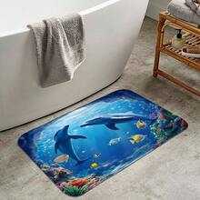 1pc/3pcs/4pcs Underwater World Dolphin Multifunctional Bathroom Decor Shower Curtain Set, Free 12 Hooks Included, Elegant Holiday Atmosphere, Bathroom Mat, U-Shaped Floor Mat And Round Toilet Mat, Suitable For All Scenarios Bathroom Set - Multicolor - View 16