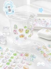 4张RosyPosy 3D立体浮雕贴纸，适合儿童奖励、手机壳装饰、DIY手工制作和可爱卡通贴纸。这些贴纸也适用于手工日记和其他小型透明水晶设计。 - 彩色 - 查看 9