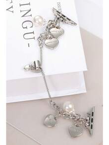 1 Pc Fashionable, Simple And High-End Heart-Shaped Faux Pearl Watch Strap Is Suitable For Girls To Wear Daily In Summer, Such As Attending Balls, Weddings And Beach Outings.Applicable To 6/7/8/9/10/SE.Festival Gifts(Valentine's Day)