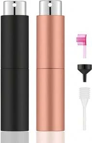 Lil Ray 8ML Portable Mini Perfume Atomizer Spray Bottle(4 PCS), Travel Refillable Atomizer Sprayer For Perfume,Cologn, Fragrance With Twist Design (Matte Black&Amp;Rose Gold&Amp;Blue&Amp;Silver) - MàuB - Xem 1