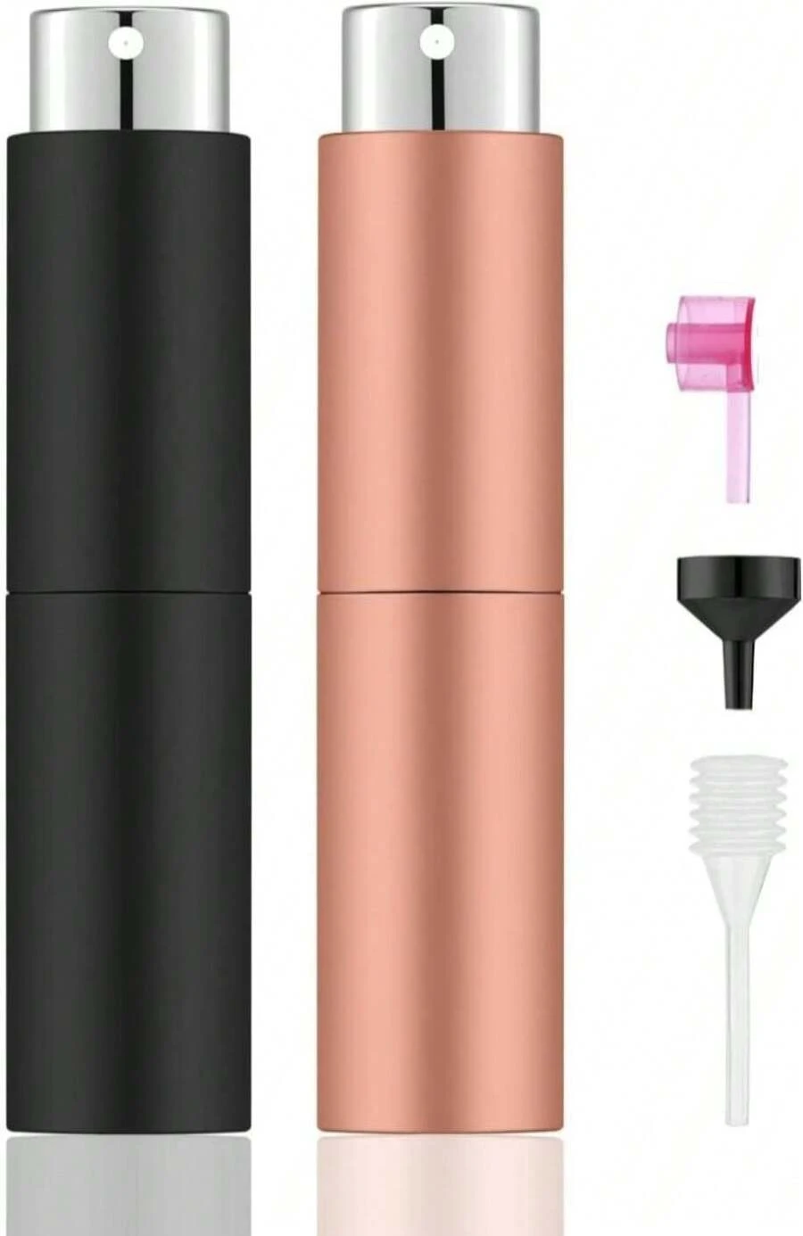 Lil Ray 8ML Portable Mini Perfume Atomizer Spray Bottle(4 PCS), Travel Refillable Atomizer Sprayer For Perfume,Cologn, Fragrance With Twist Design (Matte Black&Amp;Rose Gold&Amp;Blue&Amp;Silver) - MàuB - Xem 1