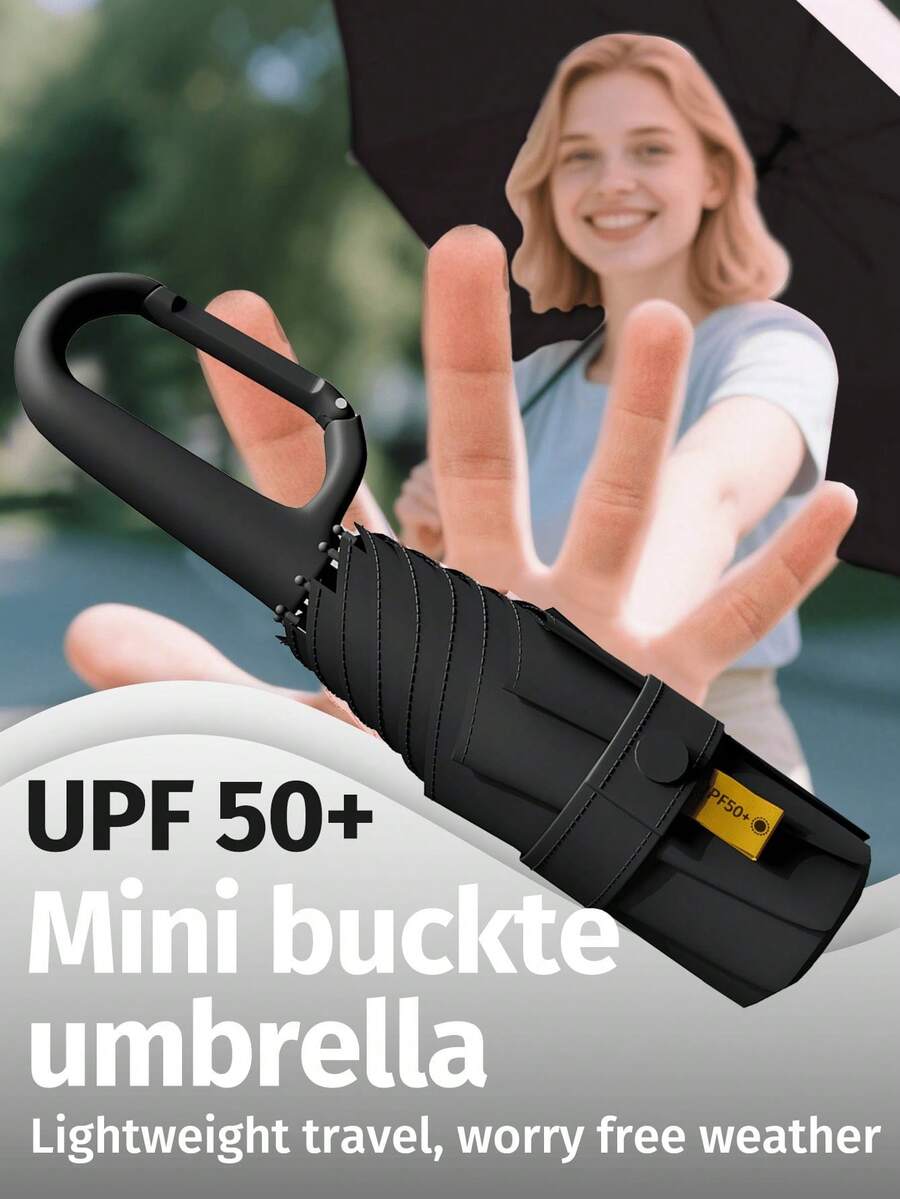 1pc Mini Folding Umbrella, Pocket-Sized Waterproof Portable Travel Umbrella, Sun Umbrella, Women's Sunscreen UV Protection Umbrella, 2-In-1 Mini Six-Fold Super Lightweight Portable Umbrella, Mini Travel Umbrella, Sunny And Rainy Dual-Use Portable Umbrella, Windproof, 99% UV Protection, Unisex, Sturdy Structure, Sunscreen And Rainproof, Windproof Umbrella, Women's Umbrella, Umbrella, Folding Umbrella - Multicolor - View 1