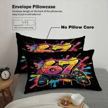 3pcs Set (1 Zipper Duvet Cover + 2 Pillowcases, No Filler), Colorful Game Controller And Hot Dog Number 6, 7 Digital Print Pattern Bedding Set - 2893+SJT+K - View 8