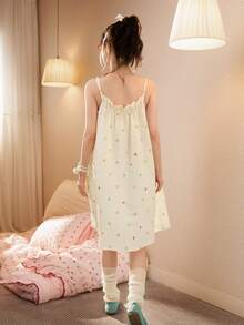 Gongdie 1 Conjunto de camisón con tirantes de  de , nuevos pijamas lindos para mujer para primavera/verano 2026 - Albaricoque - Ver 3