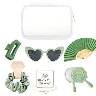 1/5/7/8 Set regalo di proposta per damigelle, include pochette cosmetica trasparente, fascia per capelli, braccialetto, fermaglio per capelli e occhiali da sole alla moda - Bomboniere per festa di addio al nubilato, adatto per San Valentino, matrimonio e festa di nozze, regalo di San Valentino