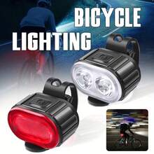 Bicycle LED Headlight & Taillight Set,Bicycle Lighting, Front And Rear Lights, Bicycle Lights, LED Cycling Lights, Bicycle Flashlight Jane, Bicycle Front Tail Light Lights. USB Type-C Fast Charging Bicycle Front,And Portable LED Bike Light, IPX5 Waterproof,Suitable For Various Holiday Gifts, Suitable For Giving Father'S Day Gifts(2PCS) - Black - View 8
