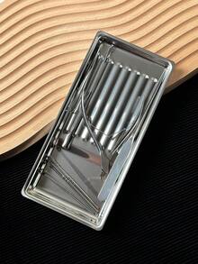 Thickened Stainless Steel Disinfection Tray, Cleaning Tray, Rectangular Display Tray, Nail Art Storage Tool - Silver - View 2