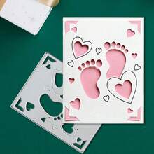 Creative Footprints And Hearts Metal Cutting Dies, DIY Scrapbooking Album And Embossing Stencil, Greeting Card Making Tool, Card Paper Cutting Crafts ,Gift Card Making Template Die Cuts. - Silver - View 5