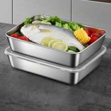 Caja de acero inoxidable para almacenar alimentos con tapa, contenedor para almacenar alimentos de 5 unidades, caja para almacenar alimentos para cocina doméstica, utensilios y gadgets de cocina - Plateado - Ver 7