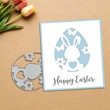 Creative Easter Bunny Metal Cutting Dies, DIY Scrapbooking Album And Embossing Stencil, Greeting Card Making Tool, Card Paper Cutting Crafts ,Gift Card Making Template Die Cuts. - Silver - View 3