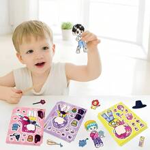 8pcs K-Pop Witch Girl Group Face Swap Puzzle Stickers, Cartoon Character Doodle Interactive Scrapbook Stickers - Multicolor - View 5