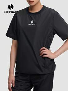 HOTSUIT 女士桑拿服，吸汗桑拿上衣，减肥运动跑步短袖衫 - 黑色 - 查看 3