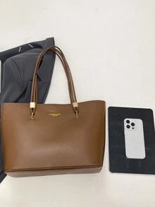 Nuova borsa a tracolla casual versatile di grande capacità da donna per il pendolarismo - Castano - Visualizzare 3