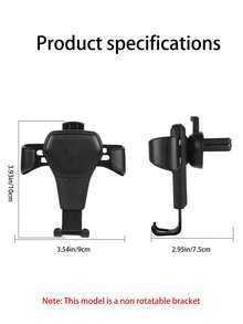 1pc Black Car Air Vent Gravity Phone Holder, Multifunctional Dashboard Mount For Truck, Car Navigation - A - View 9