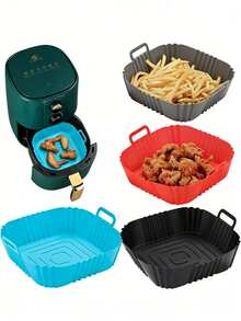 1pc Silicone Air Fryer Mat, Baking Tray Liner, Reusable Silicone Baking Mat, Kitchen Tool - Multicolor - View 1