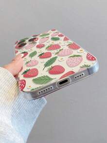 1pc Strawberry Pattern Transparent Soft TPU Phone Case, Anti-Fall Anti-Scratch Anti-Fingerprint, Precise Camera Cutout, Compatible With Samsung, Apple, Nothing, Pixel, INFINIX, Redmi - Multicolor - View 6