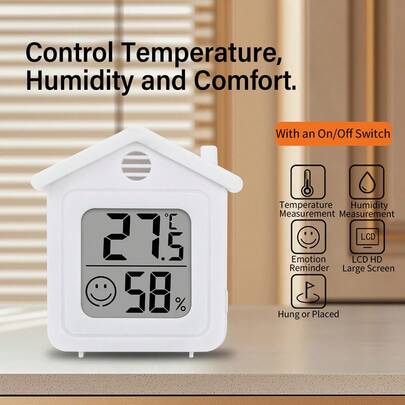 Konfor Göstergeli, Nem Ölçerli, Standlı, Manyetik Asma Özellikli, Sade Tasarımlı, Ev, Bebek Odası ve Nem Sensörü İçin Uygun 2 Adet Dijital Termometre ve Higrometre