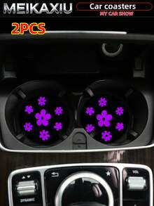 MEIKAXIU 2pcs 3D Floral Fabric Cup Mats, Car Cup Holders Coasters, Car Decor Accessories, For Women - Bubble Flowers - View 14