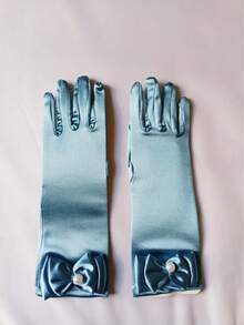 Layered Bow Tie Ice Skating Performance Holiday Ball Party Gloves