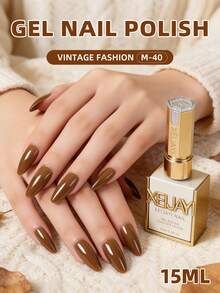 XEIJAYI 1瓶15毫升巧克力棕色纯凝胶指甲油，持久浸润式UV/LED光疗，高饱和度，坚固耐用，沙龙级设计，适合女性指甲 - 巧克力棕 - 查看 1