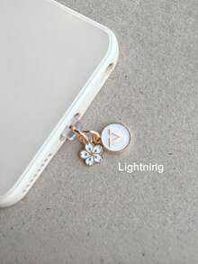 1pc Letter A/M & Flower Charm Phone Dust Plug For Type-C Interface Birthday Festival Gift - Multicolor - View 22