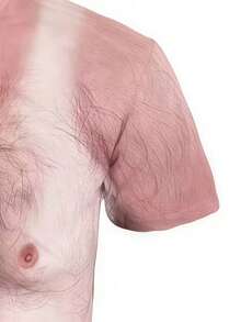 Men's 3D Digital Print Abstract Chest Hair Pattern Short Sleeve T-Shirt, Casual Streetwear Fashion, Round-Neck Pullover - Multicolor - View 5