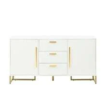 Elegant Black  -Patterned Sideboard With 2 Doors And 3 Drawers, Suitable For The Dining Room, Kitchen And Living Room. - 白色 - 查看 1