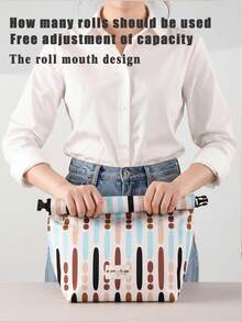 Colorful Striped Foldable Lunch Box, Insulated Lunch Bag For Office Workers And Students, Multi-Functional Storage Bag, Large Capacity And Washable, Roll-Up And Lightweight Design, Suitable For Camping, Work, School, Great Gift For Office Workers And Students - Multicolor - View 5