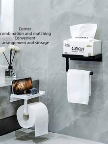 Bộ kệ đựng đồ đa năng không cần khoan cho góc phòng tắm - Giá để khăn giấy/khăn tắm + ghế đựng đồ, thích hợp để đựng khăn giấy trong phòng tắm, treo khăn tắm, đặt điện thoại di động khi sử dụng nhà vệ sinh (dành cho nhà tắm gia đình/nhà tắm cho thuê/sử dụng nhà vệ sinh hàng ngày), sắp xếp các vật dụng nhỏ trong phòng tắm/lưu trữ đồ dùng giải trí khi sử dụng nhà vệ sinh/giải pháp lưu trữ cho nhà thuê. - Nhiều màu - Xem 1