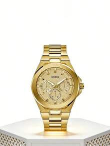 Guess Men's Wrist Watch, Gold Quartz Watch, Fashion Men's Wrist Watch, Elegant Analog Wrist Watch, Suitable For Daily Office, Party, Casual Wear, Premium Metal Strap Quartz Watch, GW0798G2 - Gold - View 1