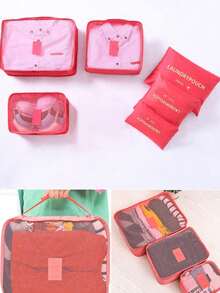 6件/套旅行行李收纳袋，防水手提包，衣物、鞋子、化妆品、洗漱用品、牙刷杯收纳袋，适用于大学宿舍、学校、度假、海滩、家庭、卧室、客厅，大容量旅行包 - 彩色 - 查看 4