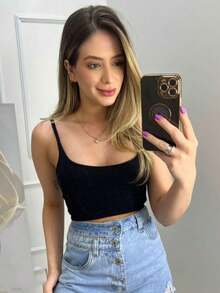 Women's Cropped Tank Top In Supplex Fabric For Summer. - White - View 2
