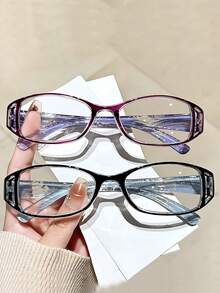 4pcs Fashion Reading Glasses, Unisex - Reading Glasses, Square Frame, Spring Hinged Optical Glasses, Retro Elegant Print, Casual Lightweight, Ultra-Clear, Anti-Fatigue, Suitable For Office Computer Reading And Daily Wear, Best Gift For Elders, Magnification 1X To 4X, Women Glasses Accessories