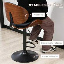 Set Of 2 Bar Stools, Height-Adjustable Kitchen Stools, Faux Leather Counter Stools, Swivel Chairs With Footrests, Bar Stools For Kitchen, Dining Room, Black, Steel, 53 X 52 X 92-112 Cm | - Black - View 6