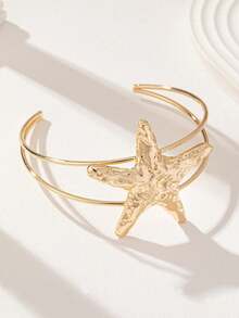 1 pieza Brazalete de joyería corporal con forma de estrella de mar para playa de verano - Dorado - Ver 4