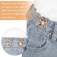 FNANJWQ 8 Pcs Pant Waist Tightener, Detachable Button Tightener For Jeans No Sew And No Tools Waist Buckles Adjustable Bow-Tie Floral Shaped Button Pins For Loose Jeans - / - View 3