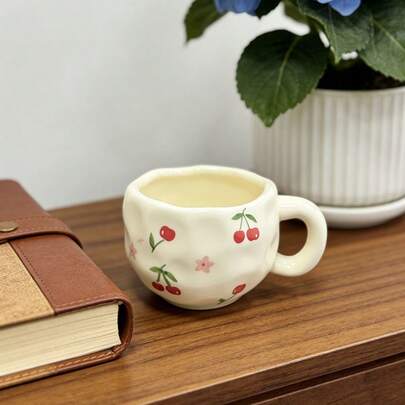 Ceramic Cup Coffee Cup Water Cup Mug Tea Cup Cup Ceramic Floral Pattern Couple For Home Milk Pure White