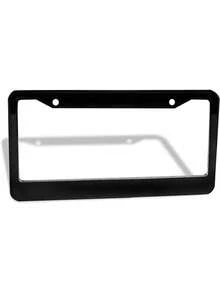 1pc Black Aluminum Alloy License Plate Frame, Suitable For License Plate Protection - Solid Color - View 2